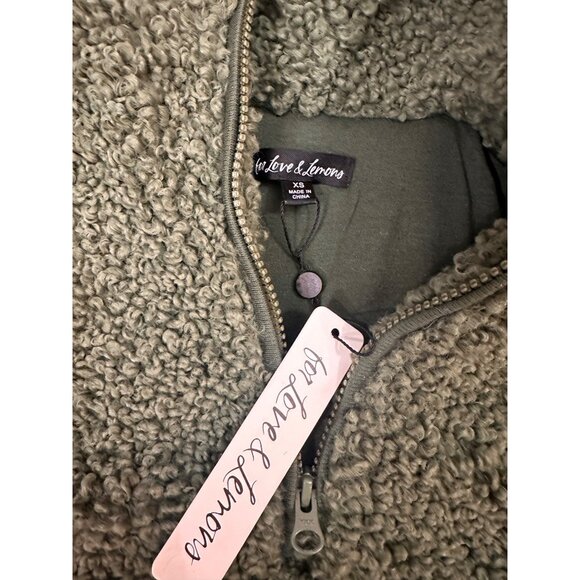 for love and lemons Sherpa Cropped Pullover Quarter Zip NWT XS - Picture 4 of 10